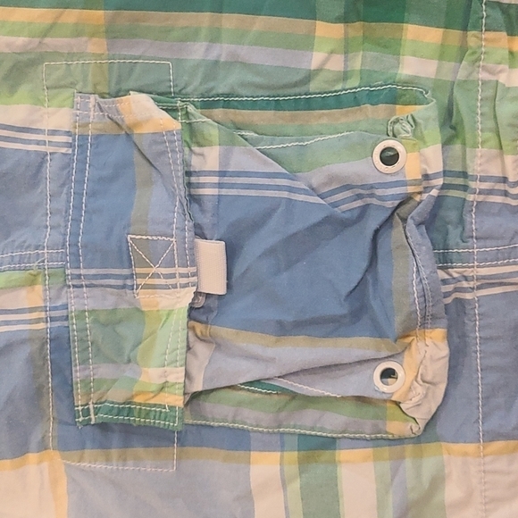 3/$20 Old Navy Blue/Green Plaid Swim Trunks - Picture 2 of 4